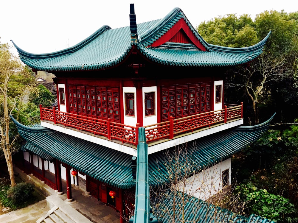 red and black pagoda temple