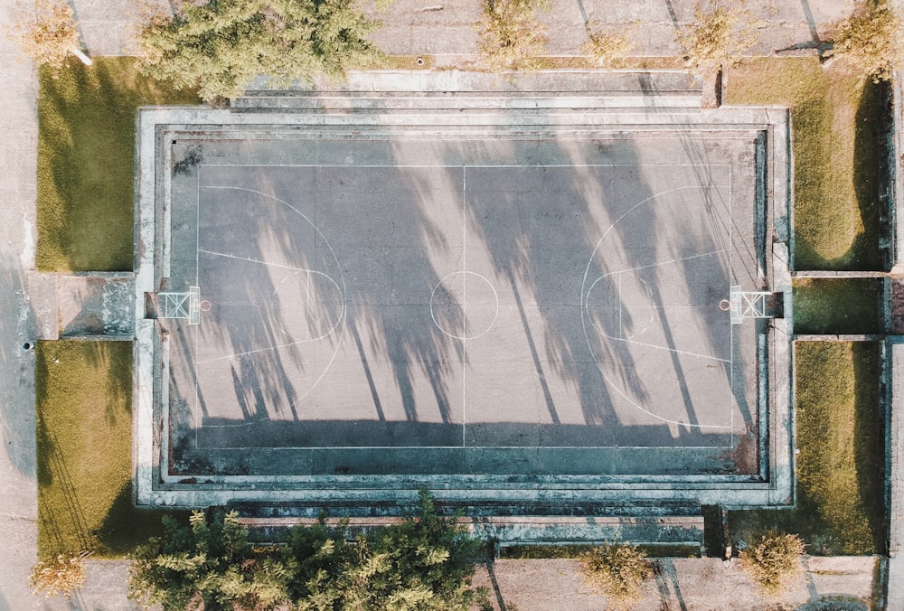 Fotografía aérea de canchas de baloncesto