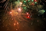 Spectacular fireworks lighting up the night sky.