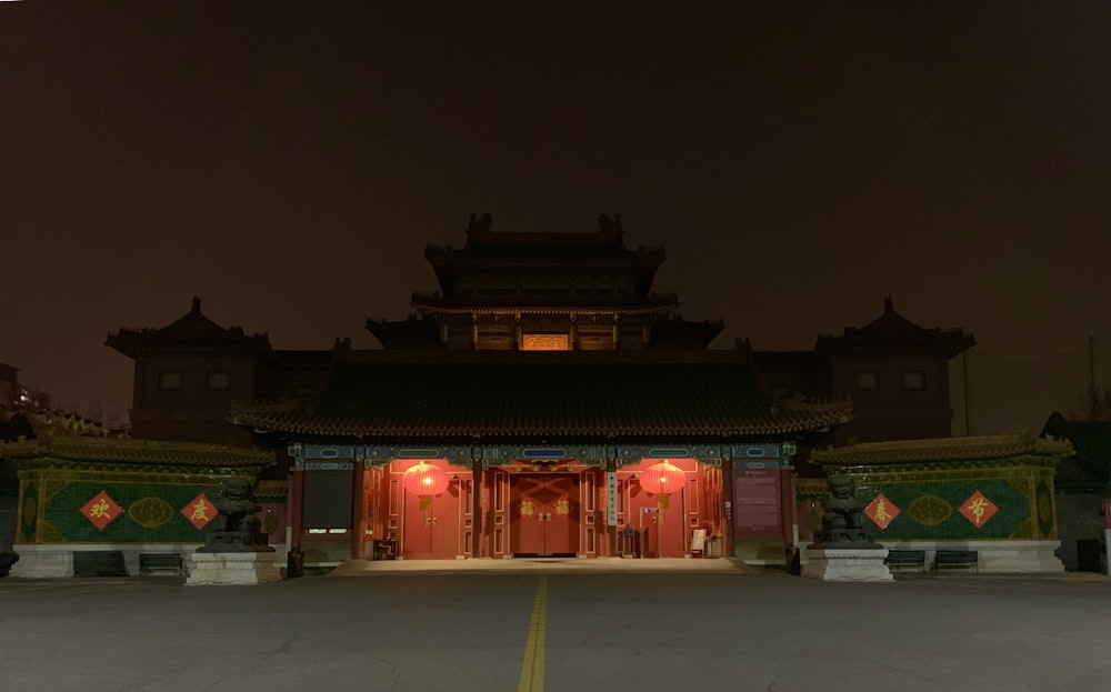 building with light during nighttime