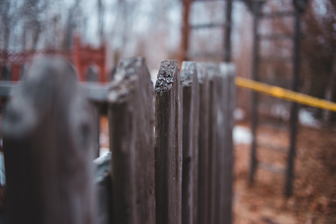 selective focus photography of brown wooden fence