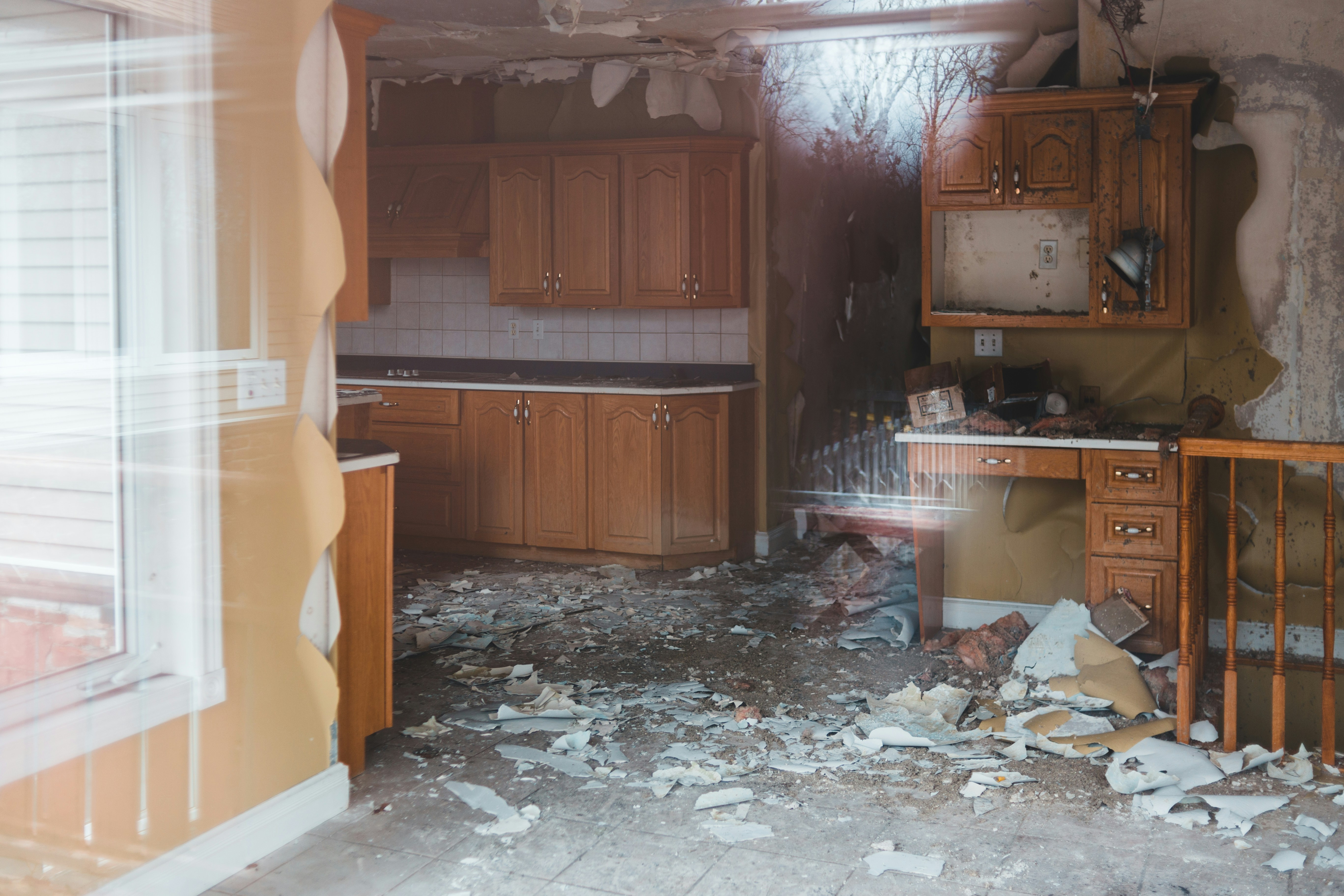 Damaged kitchen cabinet