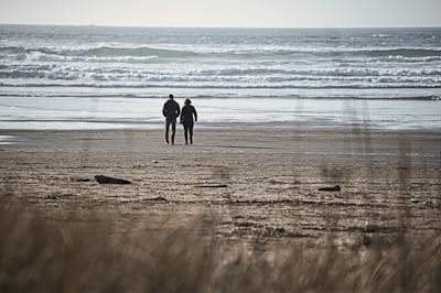 couple walking on the shore