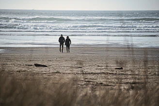 couple walking on the shore