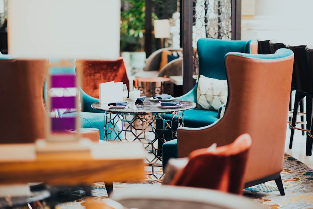 empty table and chairs