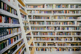 White wooden bookshelf. Free image.