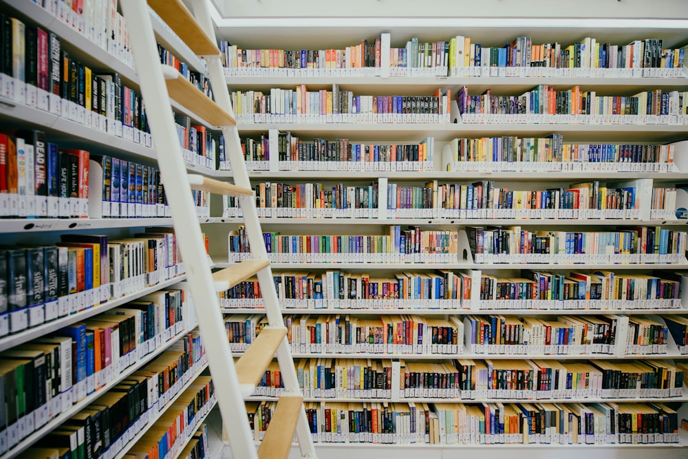 white wooden bookshelf