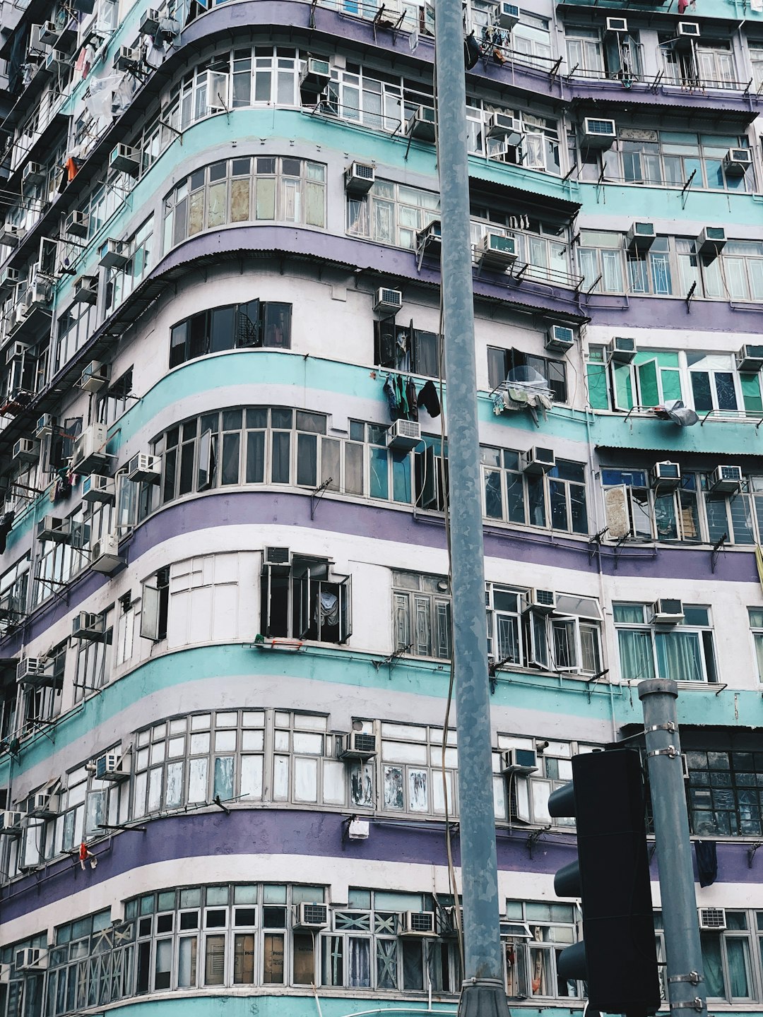 teal and white building