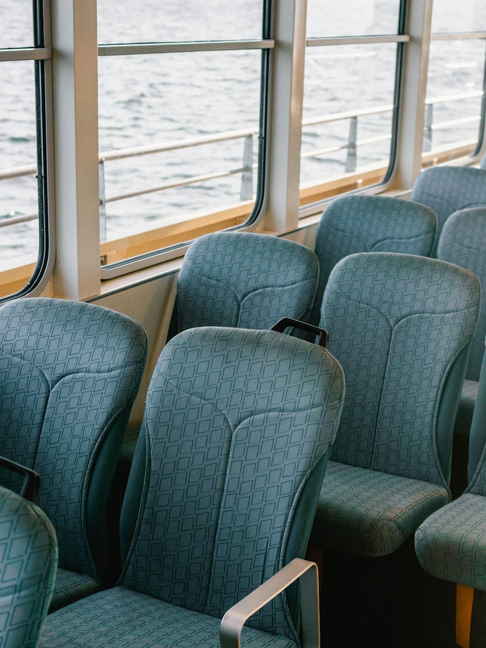 blue passenger boat seat