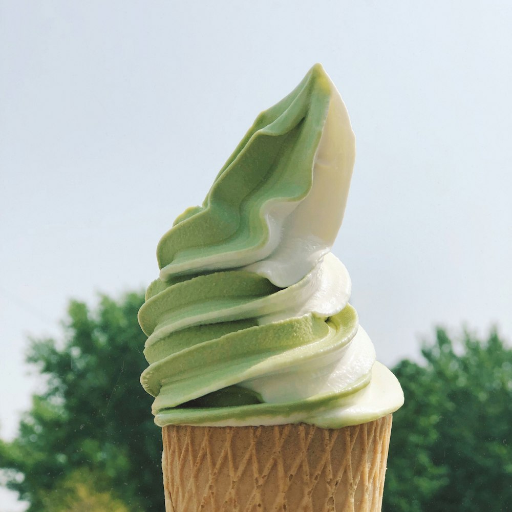 crème glacée molle verte