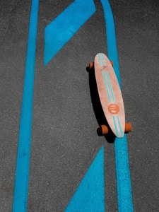 Longboard on a concrete road ready to ride