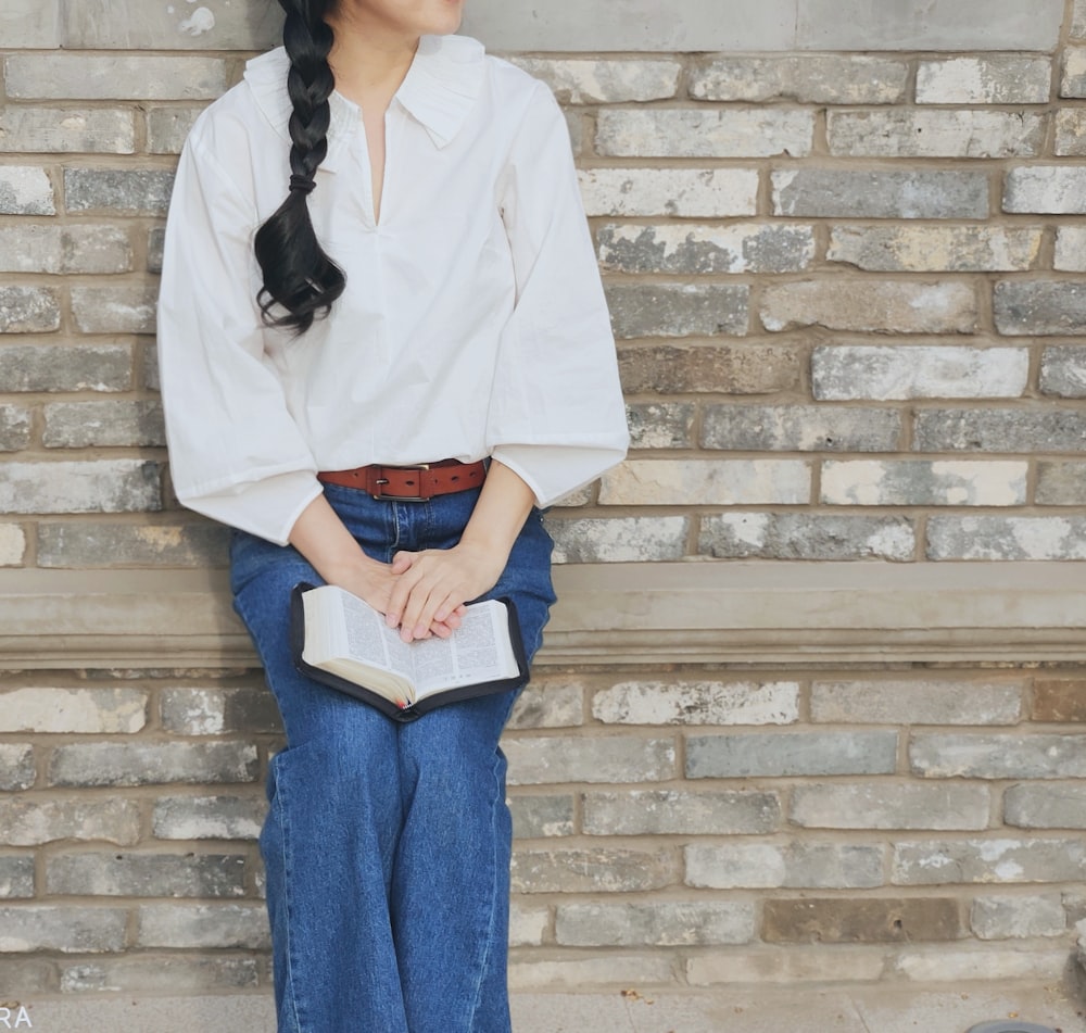 woman in white blouse