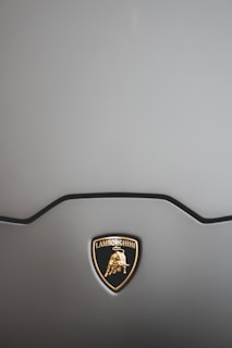 Close-up of the Lamborghini's detailed livery patterns on the hood.