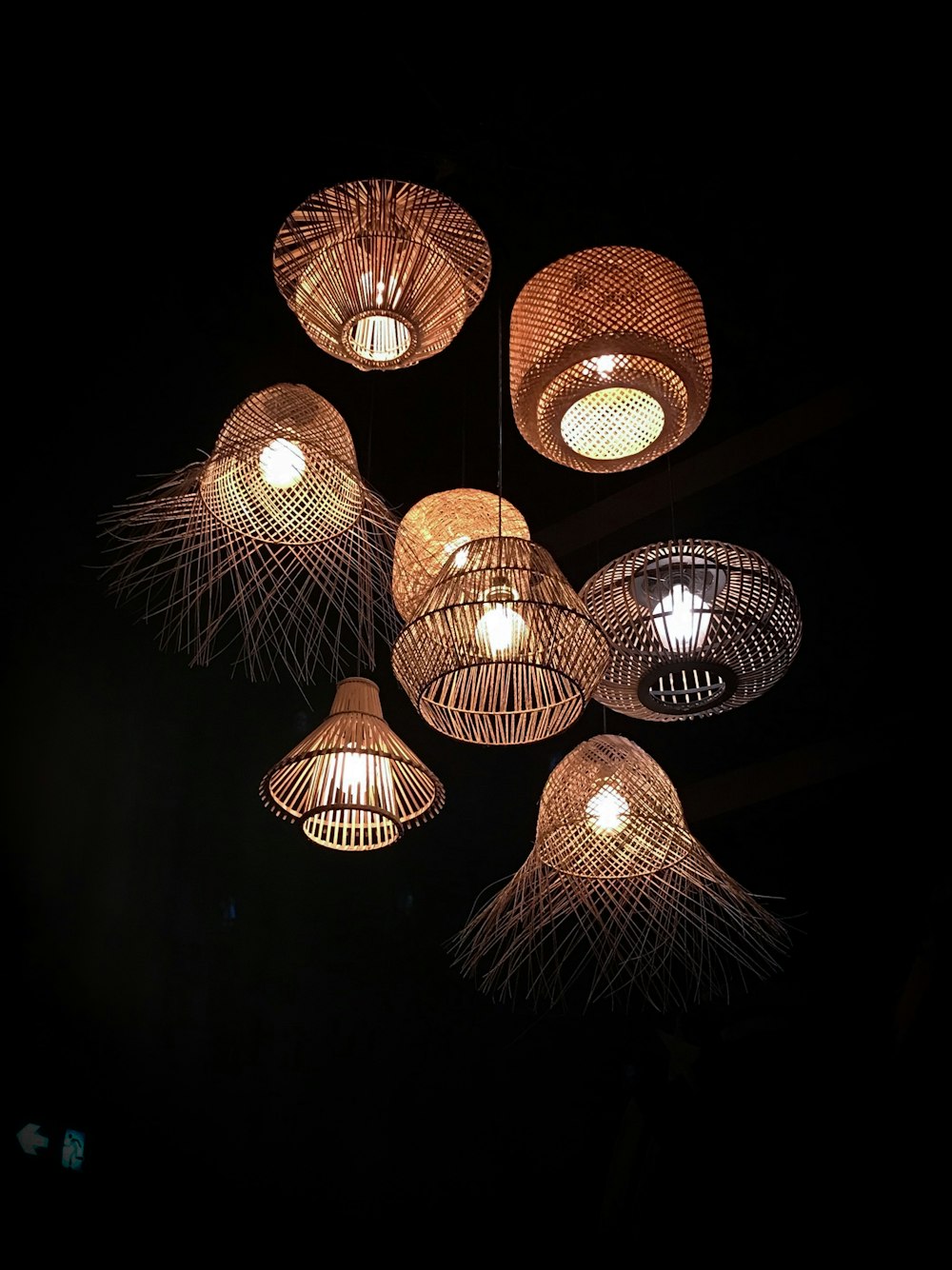 lighted wicker pendant lamps