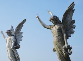 two angel statues
