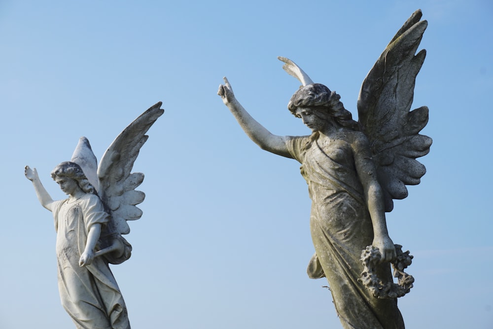 two angel statues
