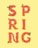 The word 'SPRING' is creatively depicted using vibrant flowers arranged in the shape of each letter. The flowers, featuring pink and orange hues along with green leaves, stand out against a light yellow background.
