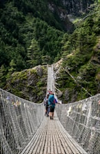 people walking on grey rope bridge during daytime