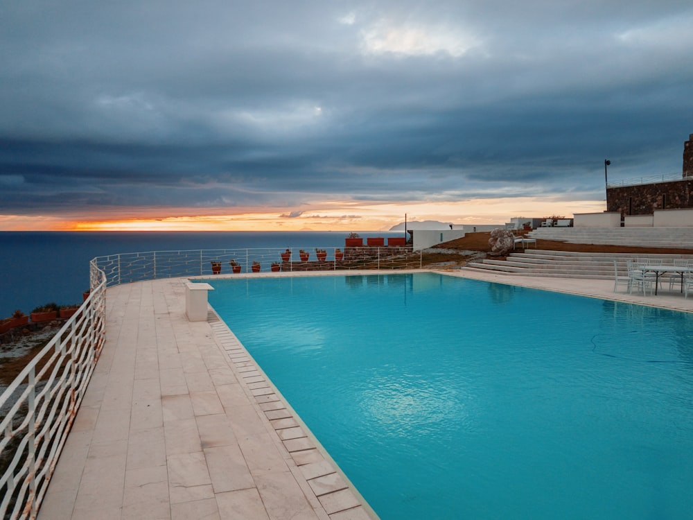 swimming pool during golden hour