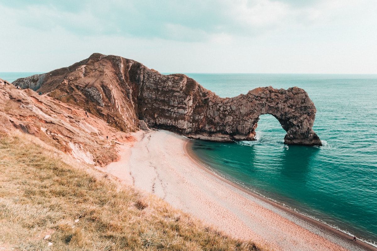 Jurassic Coast cliffs and coastline in Dorset, England