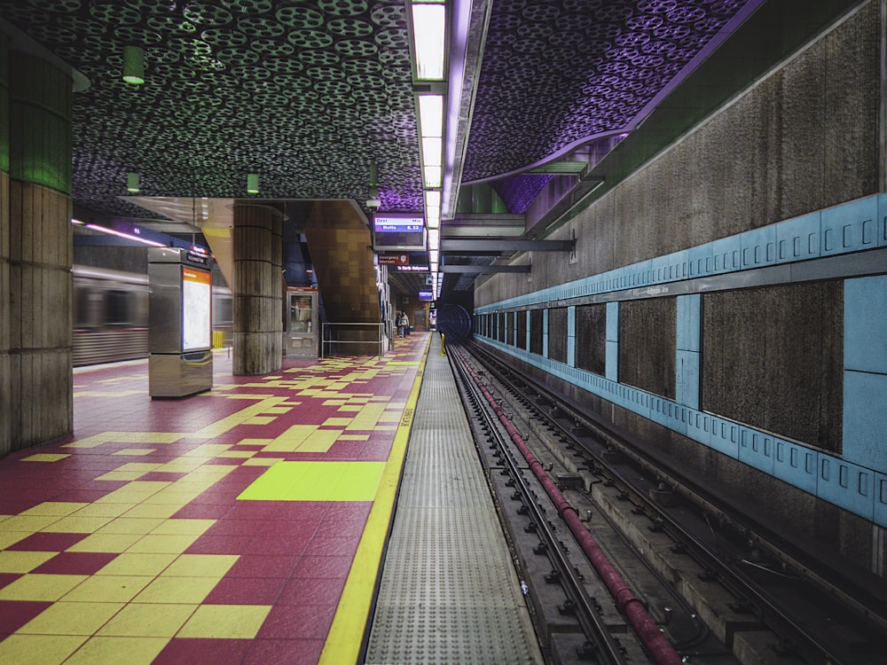 railways in a train station close-up photography