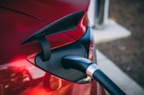 close-up photography of red car