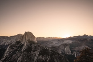 Sunset view over the granite extraction area with rugged stone formations