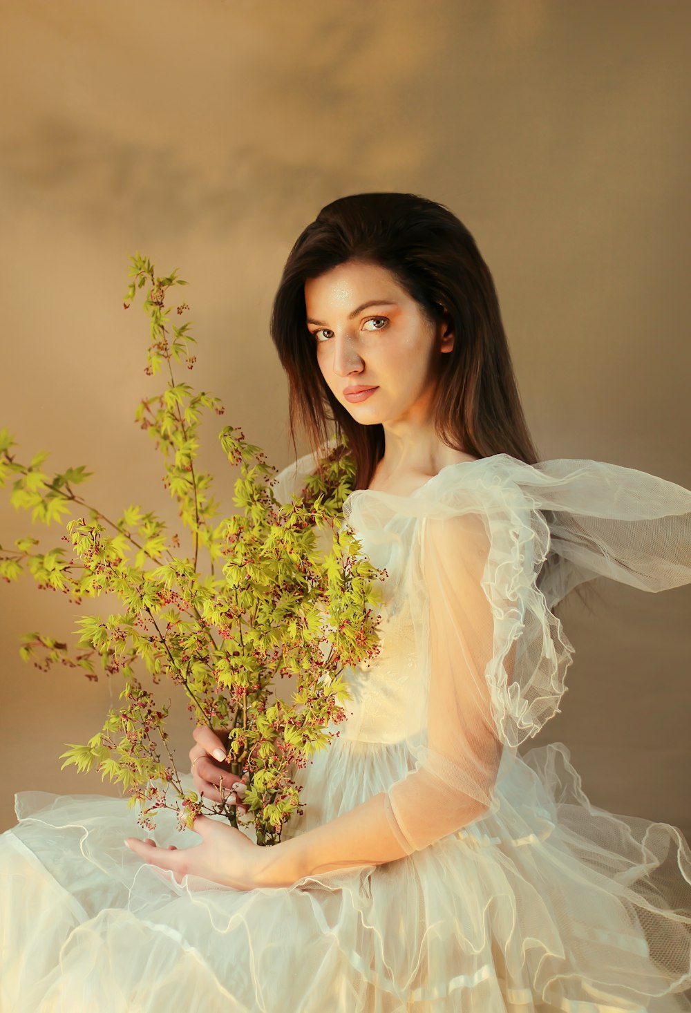 woman holding flowers