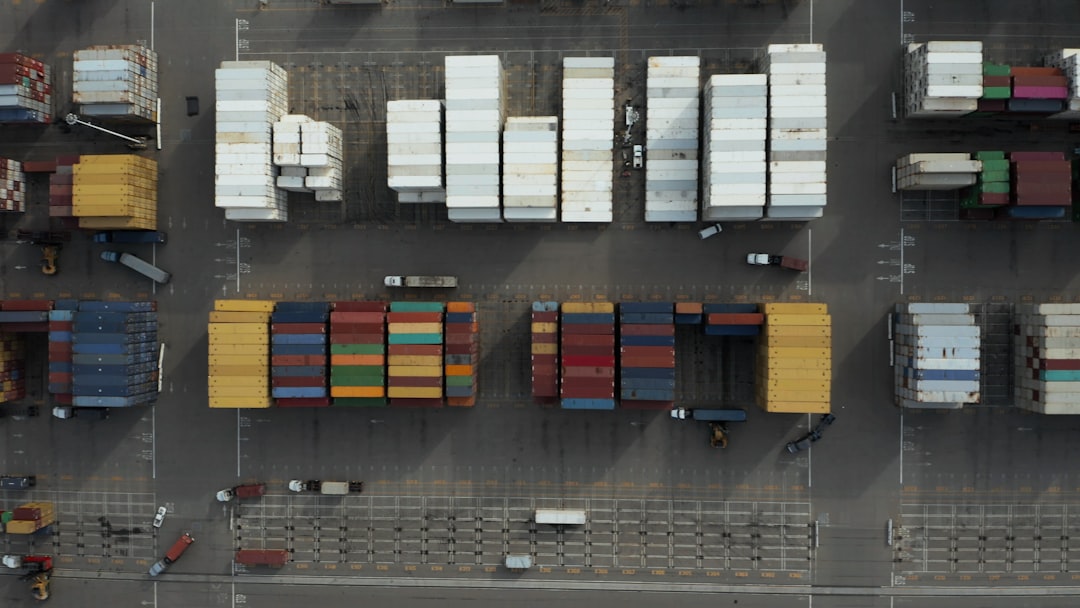 aerial photography of multicolored trailers,