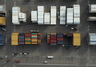aerial photography of multicolored trailers