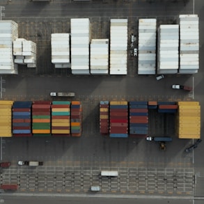 aerial photography of multicolored trailers