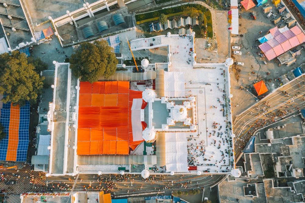 high angle photography of white concrete building