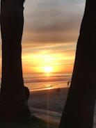 A picturesque sunset backdrop for wedding portraits.