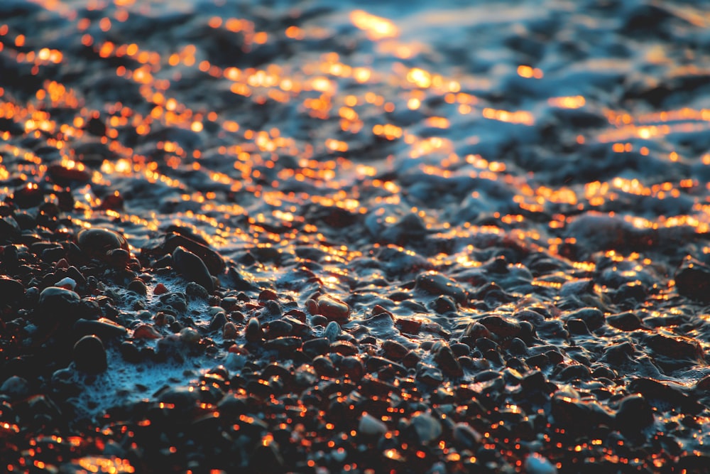 gray stone and water