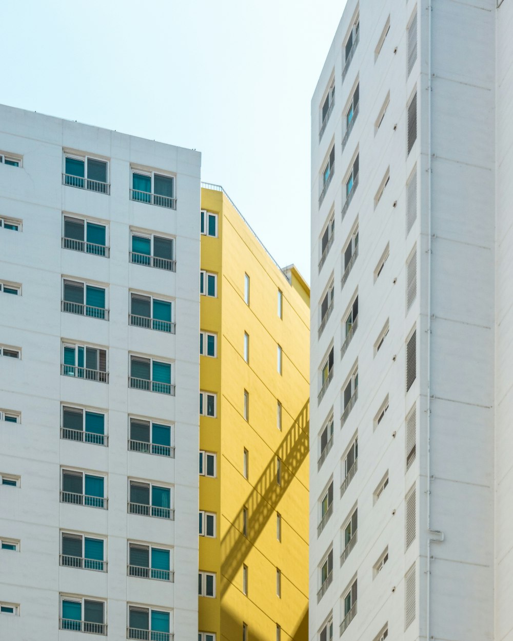 white and yellow buildings