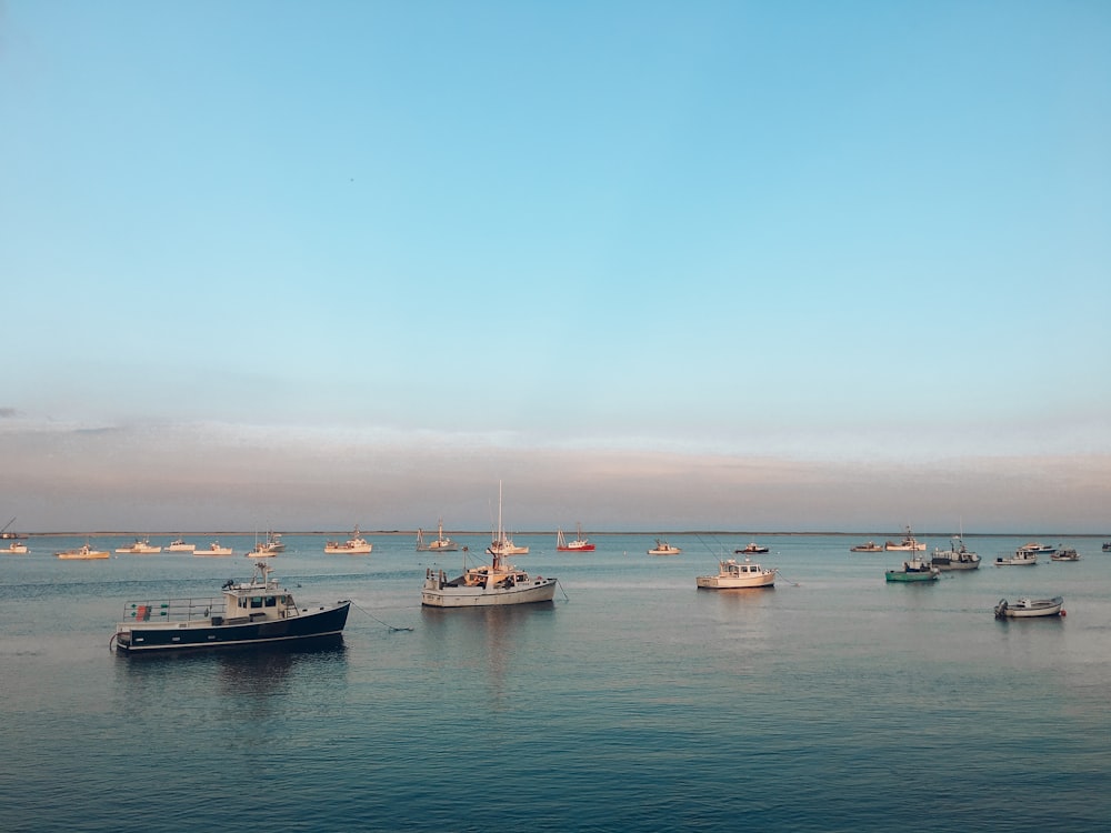 fishing boats on calm sea