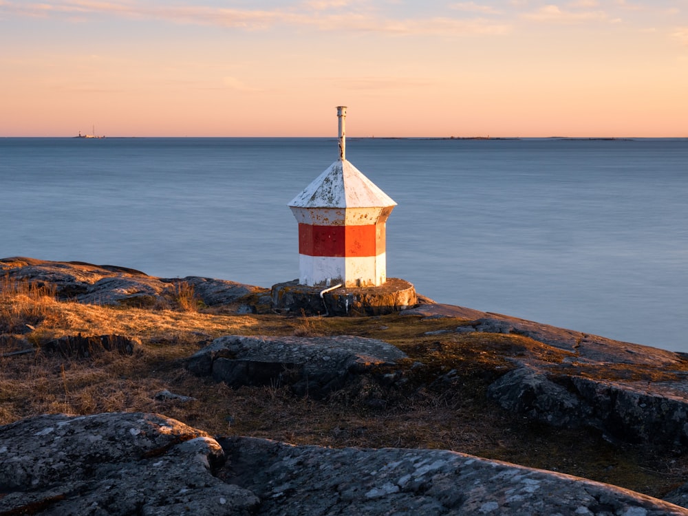 white and orange lighthouse