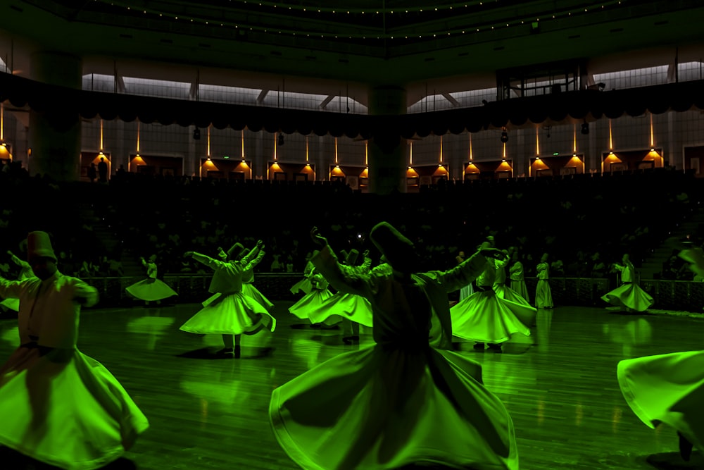 people in dress dancing