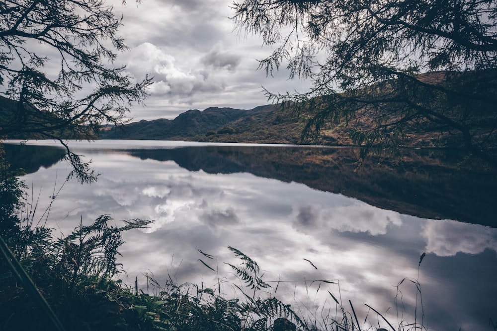 reflection of clouds on lake water