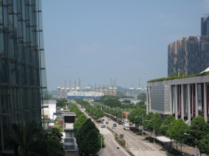 A fleet of Korean and Japanese cars ready for export in a busy port.