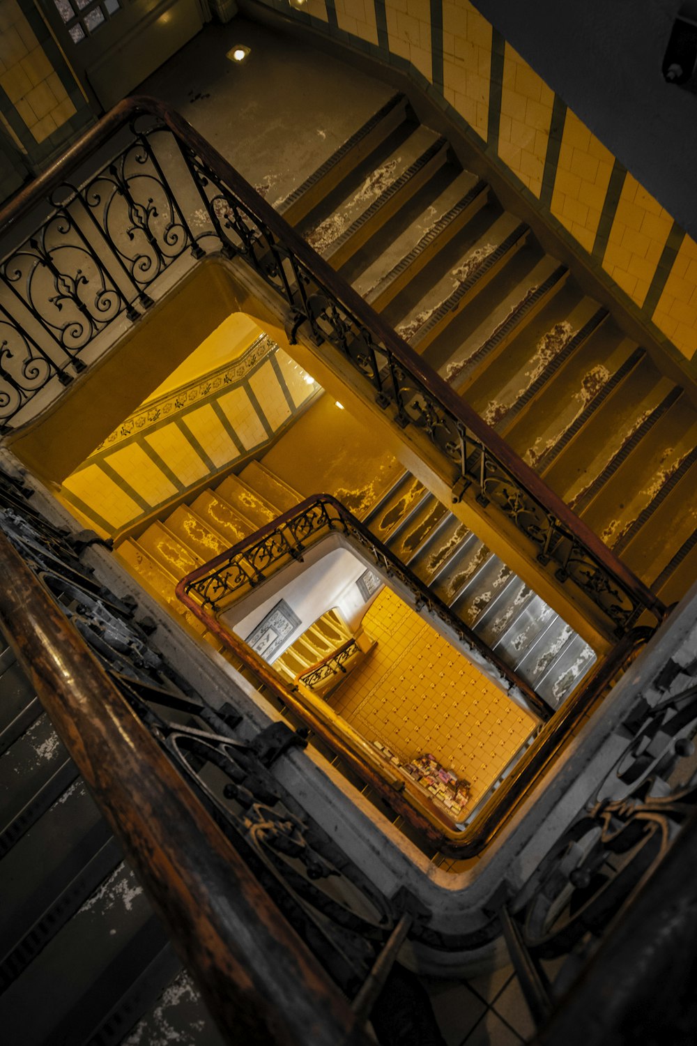 brown wooden stairs inside room