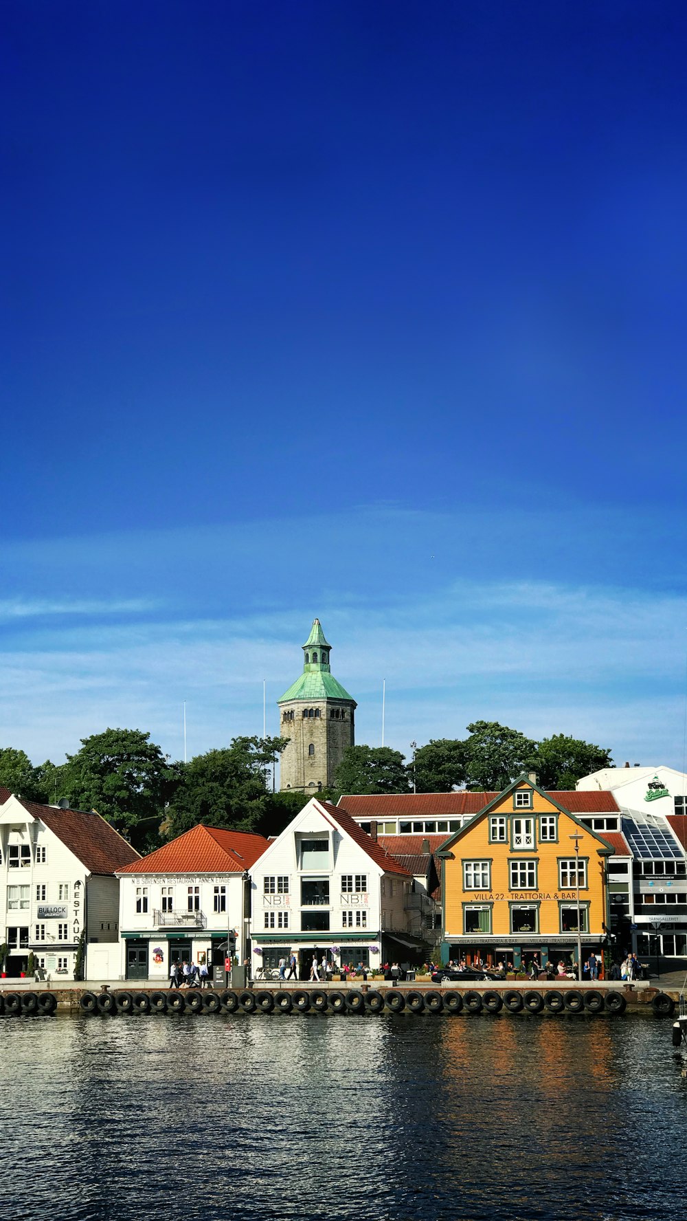 white and yellow houses