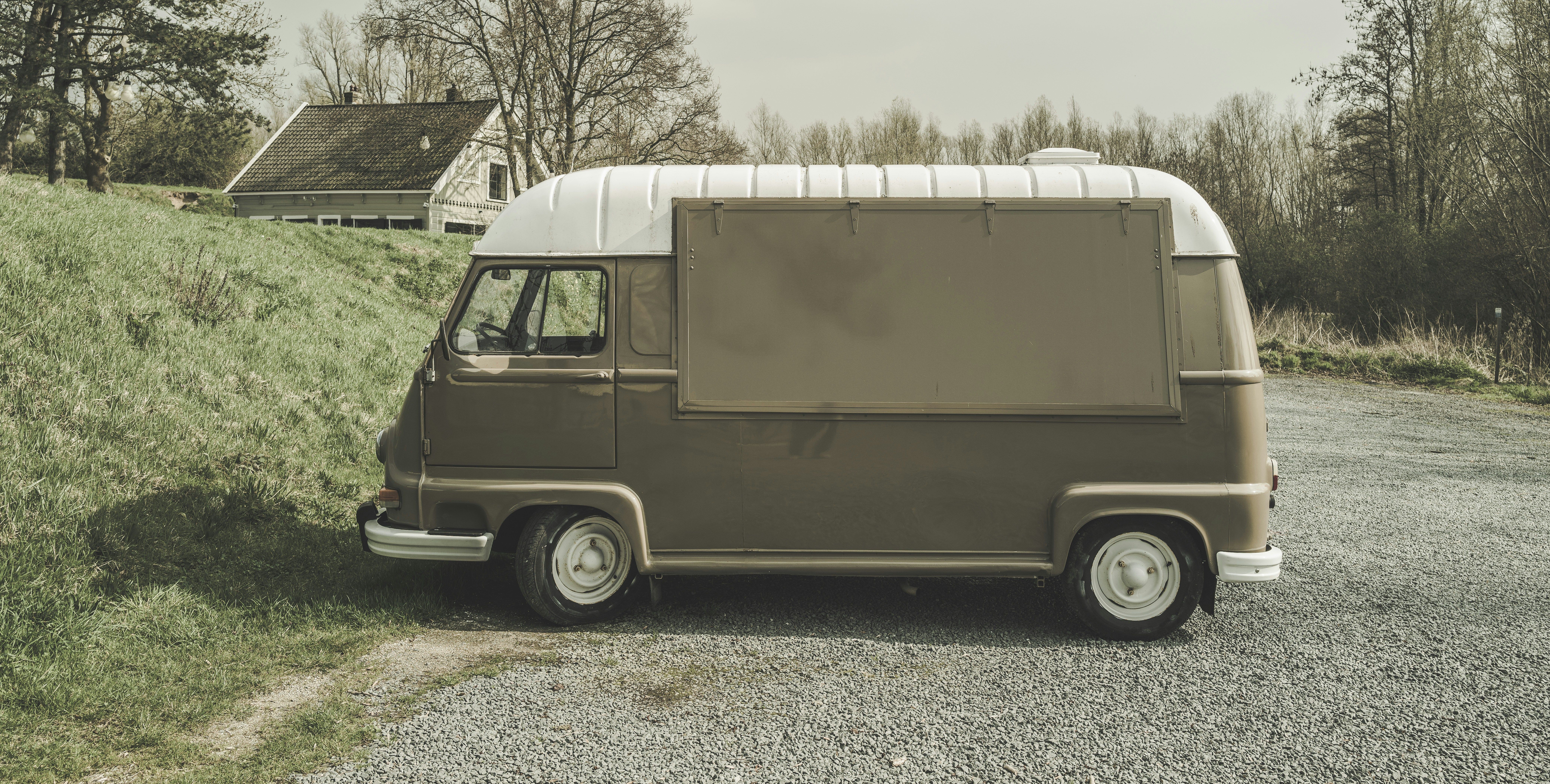 grey and white van photography