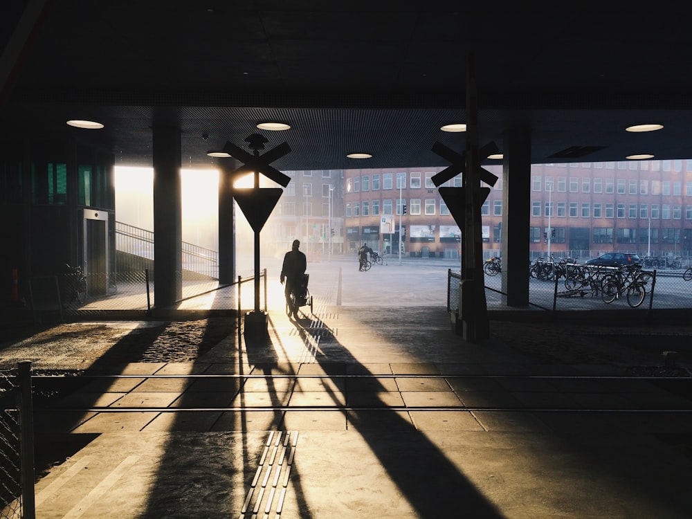 man standing with shadow