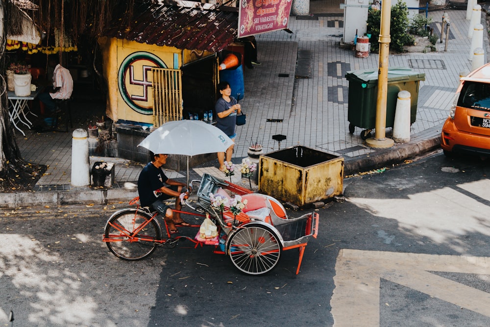 man riding bicyle