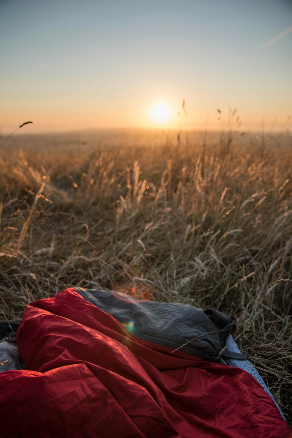 red and gray blanket