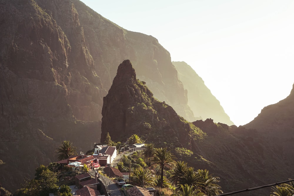 village on top of mountain during dyatime