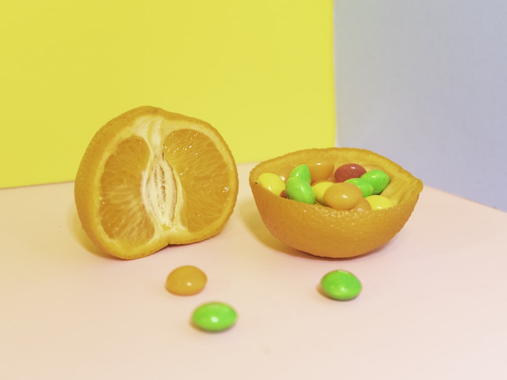 Photographie en gros plan de fruits orange