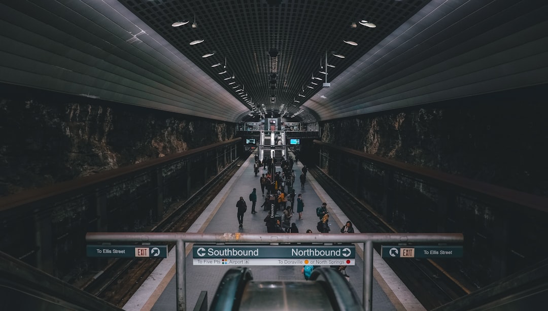 cars at train station,