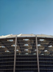 A blueprint of a modern building with intricate designs and structural elements.